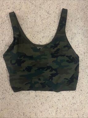 Aerie Camouflage V Neck Crop Tank in Green Camo